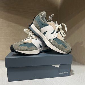 New Balance 327 Beige and Olive Green with Teal